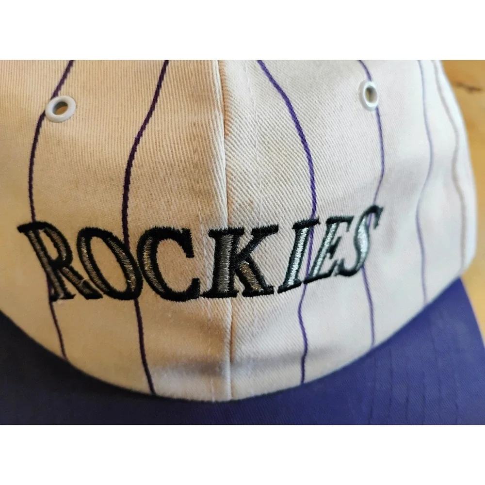 Colorado Rockies Denver Invesco Baseball Cap Snapback Hat Pin Stripe Vintage